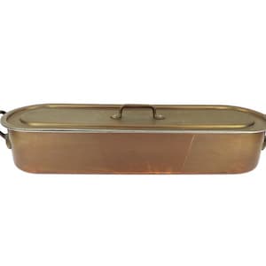 French Vintage Large Copper Fish Kettle Steamer Poaching Pan, French Cookware Copperware