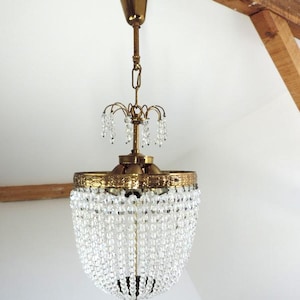French Vintage Crystal Cut Glass Chandelier