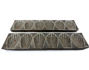 French Vintage Madeleine Molds, French Tin Cake Baking Molds