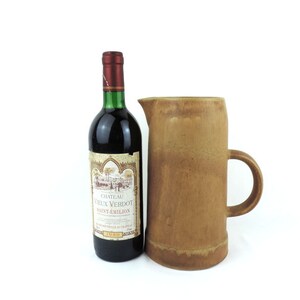 Jarra francesa vintage de gres hecha a mano, jarra de cerámica rústica de 9&quot; de alto