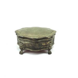 Vintage English Silverplated Pewter Jewelry Box