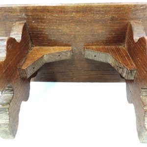 French Vintage Solid Oak 7 Tall Footstool Mini Bench Foot Rest image 5