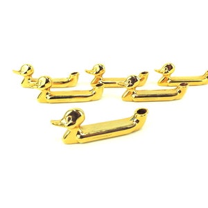 Conjunto de 6 porta-cartões em formato de pato banhado a ouro vintage francês