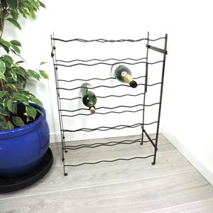 French Vintage Free Standing Rigidex Metal Wine Rack for 30 Bottles, Vintage Wine Cellar Decor