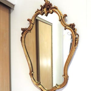 Vintage Large (32&quot; x 20&quot;) and Heavy Gilded Resin Ornate Baroque Mirror Louis XVI Style