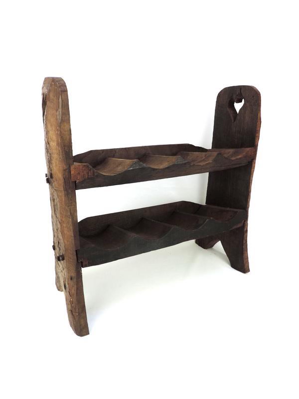 French Antique Primitive Hand Carved Wine Rack, 19th Century Hand
