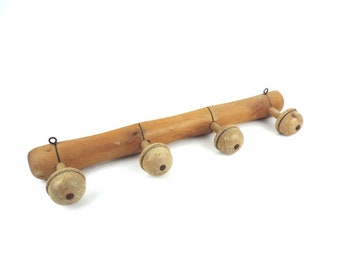 French Vintage faux Bamboo Wood Coat Rack