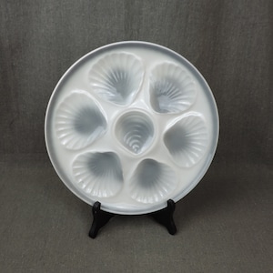 French Vintage Ceramic Oyster Plate, Orchies Moulin des Loups Hamage Ceramic