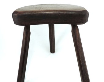 French Vintage Large and Heavy Brutalist Three Legged Milking Stool