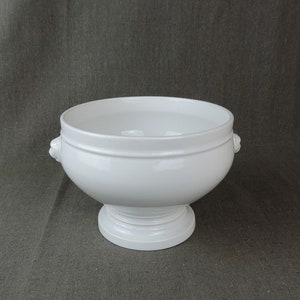 French Vintage White Lidless Ironstone Tureen, Vintage Pillivuyt Heavy Porcelain Soup Tureen