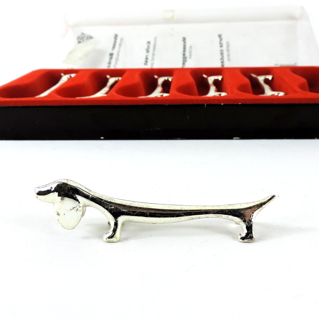 French Vintage Dachshund Knife Rests Set of 6 Silver Plated Etsy