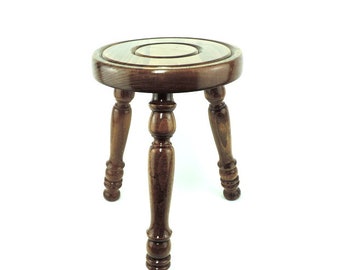 フランス製ヴィンテージ無垢材三脚ミルキングスツール 素朴なブルータ