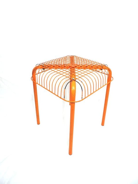 Vintage Vasteron Ikea Orange Wire Stool by Inma Bermúdez and