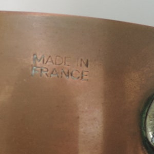 Ensemble de 5 casseroles graduées vintage Made in France plaquées de cuivre avec poignées en fonte image 4