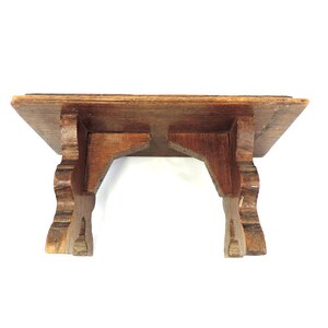 French Vintage Solid Oak 7 Tall Footstool Mini Bench Foot Rest image 4