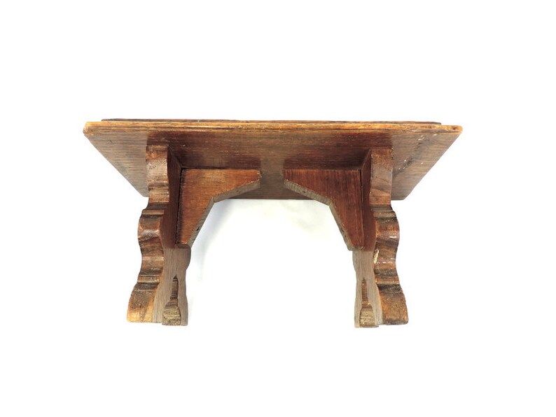 French Vintage Solid Oak 7 Tall Footstool Mini Bench Foot Rest image 4