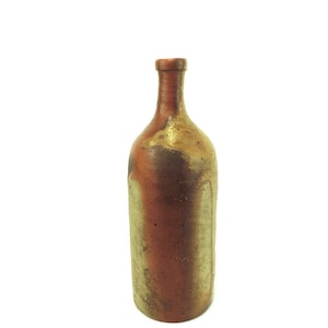 Garrafa de terracota de grés vintage francês, vinho de barro antigo, garrafa de azeite