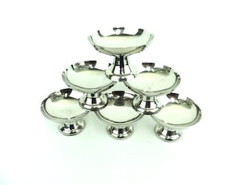 Vintage French Stainless Steel Ice Cream Cups Set of 6