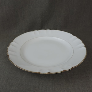 French Vintage Gilded White Limoges Porcelain 12&quot; Round Serving Platter