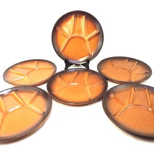 French Vintage Saint Amand Stoneware Ceramic Fondue Plate Set of 6