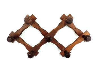 French Vintage Wooden Accordion Coat Rack