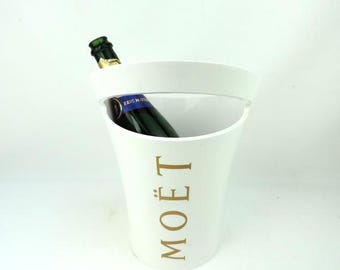 Balde de champanhe francês vintage Moet & Chandon branco brilhante edição limitada por Jean-Marc Gady