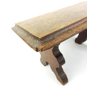 French Vintage Solid Oak 7 Tall Footstool Mini Bench Foot Rest image 7