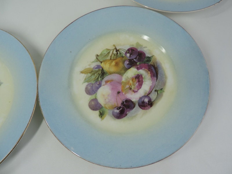 フランスアンティーク リモージュ ケーキ皿とマッチするデザート皿 x 4