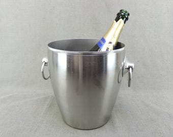 Franse vintage champagne-emmer van geborsteld roestvrij staal van Remy Letang