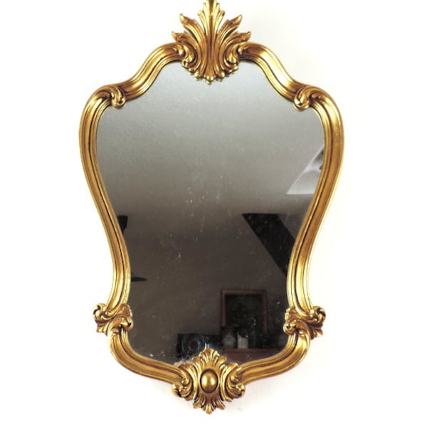 Miroir baroque français vintage 23"x15" avec cadre en bois doré