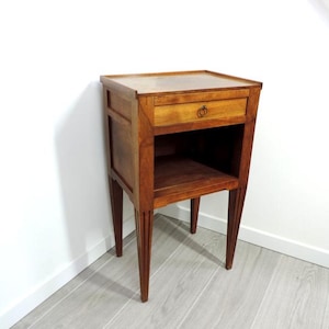 French Vintage Solid Wood Nightstand Bedside Table in Louis XVI Style