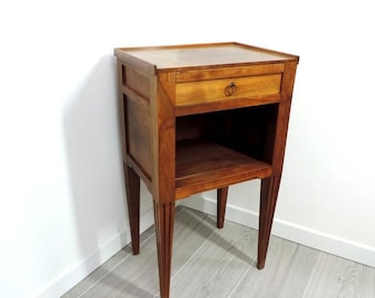 French Vintage Solid Wood Nightstand Bedside Table in Louis XVI Style