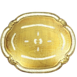 Vintage Large Florentine Tray,  Gold 20&quot; long Florentine Platter