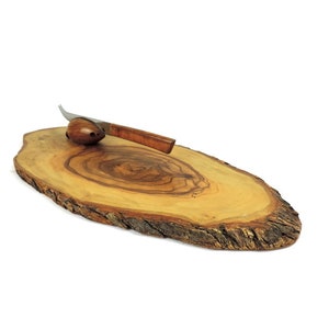French Vintage Wood Cheese Board and Knife, Vintage Kitsch Cheese Platter