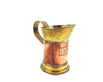 Misurino vintage in rame da 1 litro, arredamento da cucina vintage