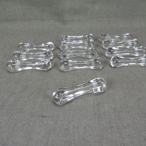 French Vintage Cut Glass Knife Rests Set of 12, Crystal Cut Elongated Teardrops Knife Holders