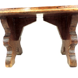 French Vintage Solid Oak 7 Tall Footstool Mini Bench Foot Rest image 6