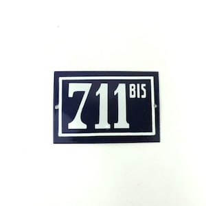 Französische Vintage Blaue Emaille Hausnummern 711bis