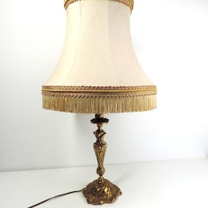 French Vintage Bronze Table Lamp: Art Nouveau Bedside Desk Lamp