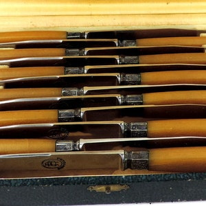 Antique French Knives Set of 12 with Stainless steel blades and Bakelite Handles image 2