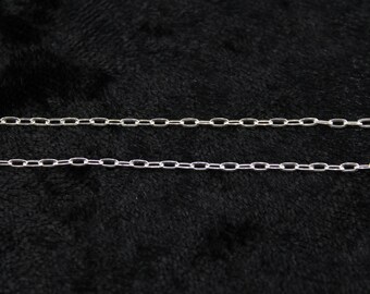 Sterling Silver Oval Flat Cable Chain 1.4mm (16")