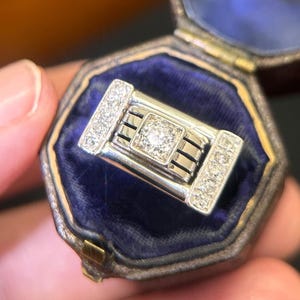 Retro diamond tank ring, circa 1940