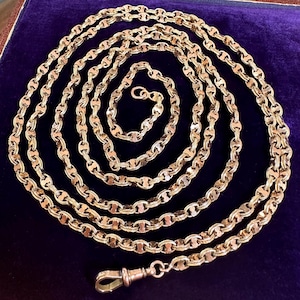 Victorian rose gold guard chain, c1890