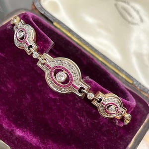 Early Art Deco diamond and ruby bracelet, c1915