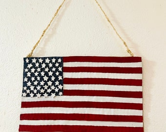 Hand stitched leather America Flag/ Usa flag / leather flag / flag handmade/ handmade leather / American leather flag / handmade