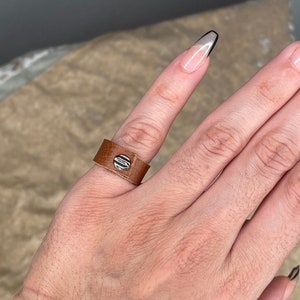 Rustic tan small leather ring/ custom leather/ handmade leather jewelry/ Renaissance jewelry/ Renaissance