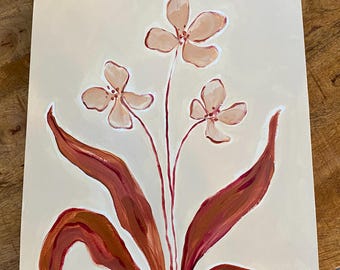 Flor silvestre desgastada n.° 1 – Pintura floral original de 11 x 14 pulgadas.