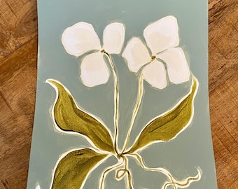 Jardín Mineral N° 5 – Pintura floral original de 9x12 pulgadas