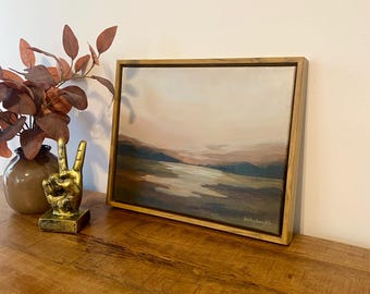 Cuadro de paisaje enmarcado / Escena crepuscular melancólica de 11x14 pulgadas