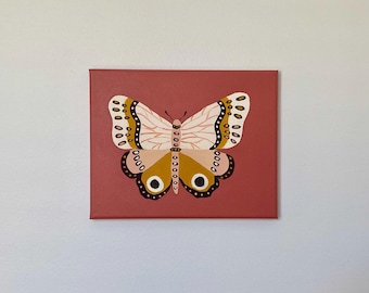 Cuadro de mariposa de canela / Arte abstracto de insectos para pared de 8x10 pulgadas